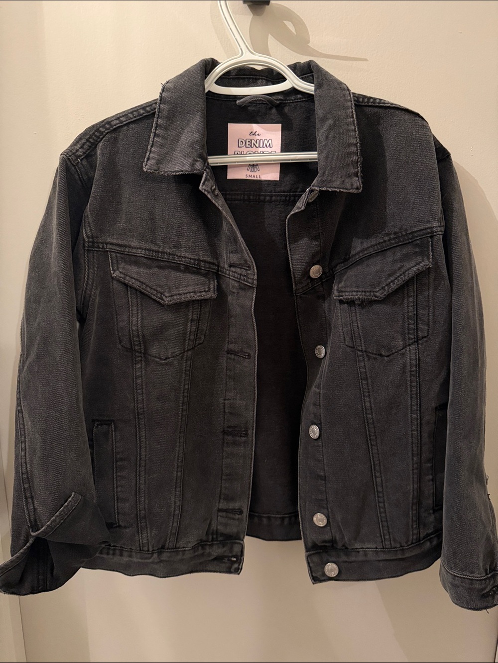 Source Unknown Black Washed Denim Jean Jacket